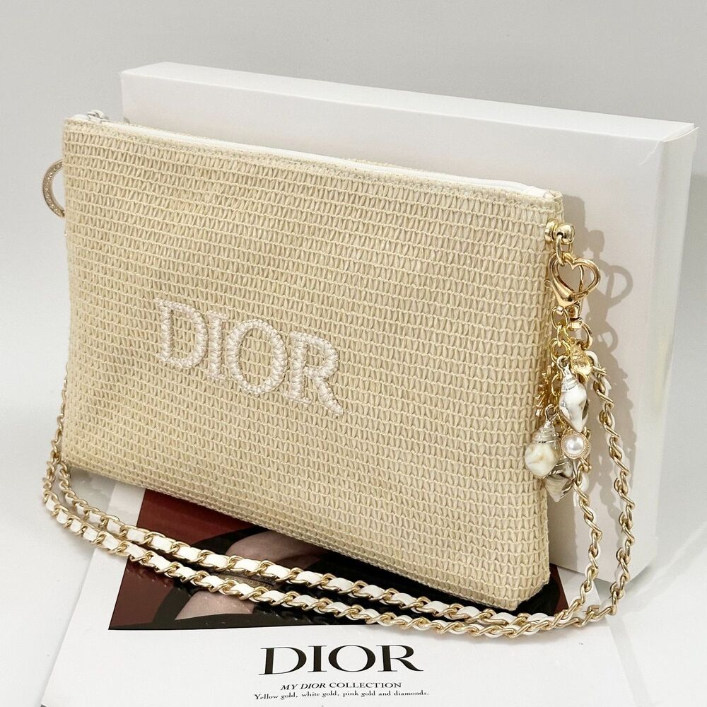 Dior Beauty Raffia Cosmetic Summer Beach Travel Bag New